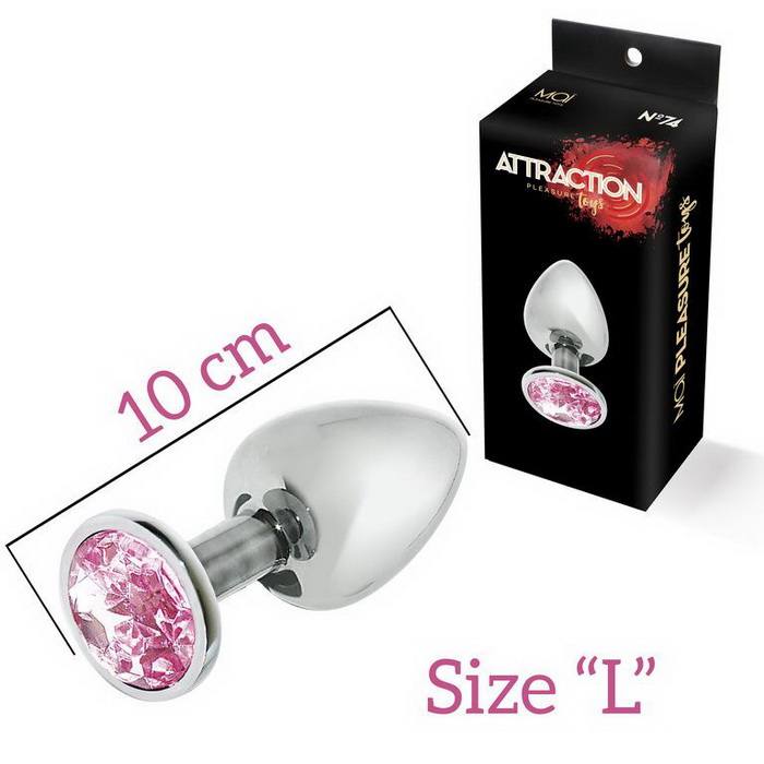 MAI Attraction Toys №74 Pink - Металлическая анальная пробка с розовым кристаллом