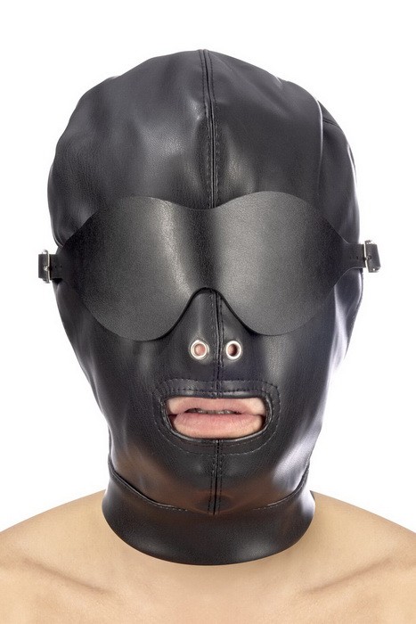 Fetish Tentation BDSM hood in leatherette with removable mask - Капюшон для БДСМ со съемной маской