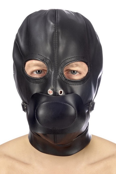 Fetish Tentation BDSM hood in leatherette with removable gag - Капюшон с кляпом для БДСМ