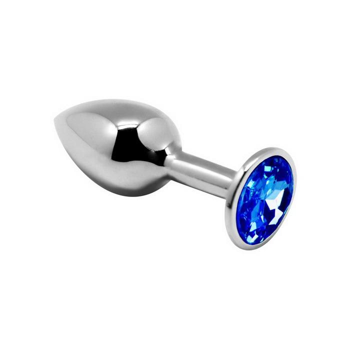 Alive Mini Metal Butt Plug Blue M - Металлическая анальная пробка с кристаллом