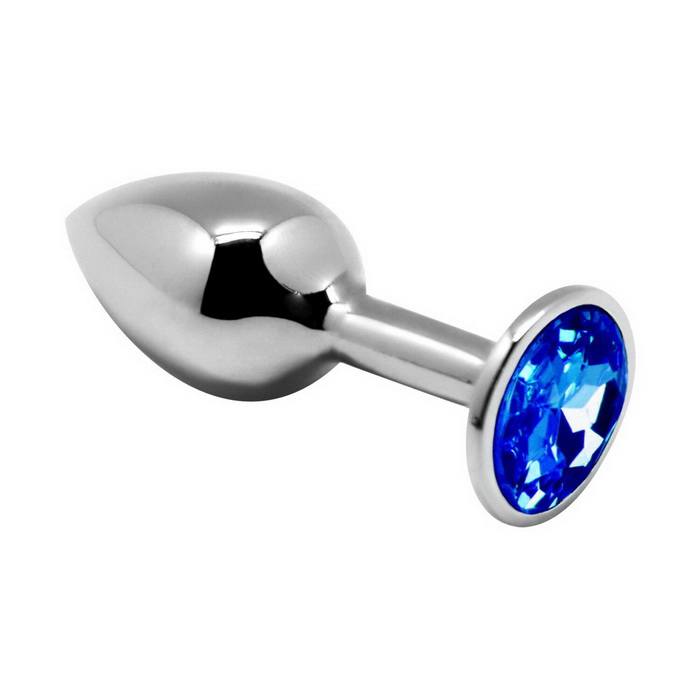 Alive Mini Metal Butt Plug Blue L - Металлическая анальная пробка с кристаллом